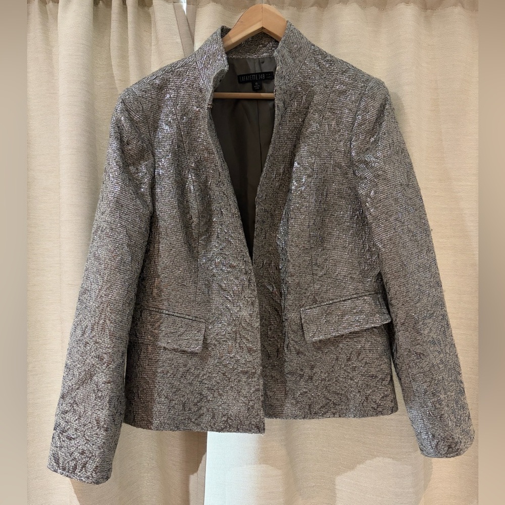 Lafayette 148 New York Silver Metallic fancy Blazer